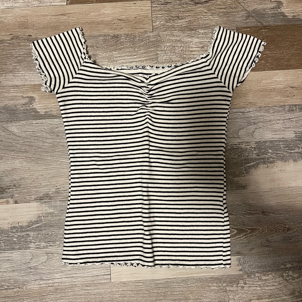 Hollister Striped Off the Shoulder Top